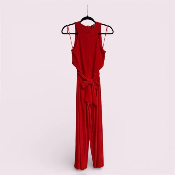 Ralph Lauren Vibrant Red Tie-Waist Jumpsuit - Picture 11 of 13
